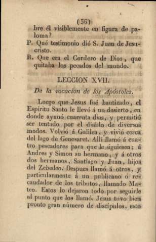 Lección XVII. De la vocación de los Apóstoles