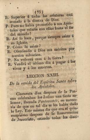 Lección XXIII. De la venida del Espíritu Santo sobre los Apóstoles