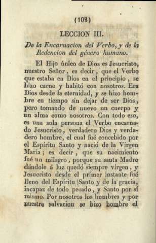 Lección III. De la Encarnacion del Verbo, y de la Redencion del género humano