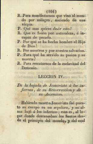 Lección IV. De la bajada de Jesucristo á los infiernos, de su Resurreccion y de su Ascension