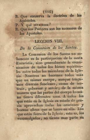 Lección VIII. De la Comunion de los Santos