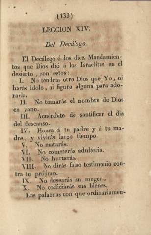 Lección XIV. Del Decálogo