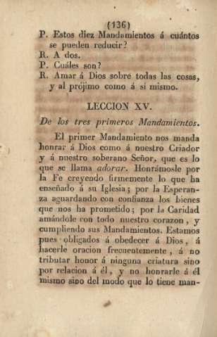 Lección XV. De lostres primeros Mandamientos