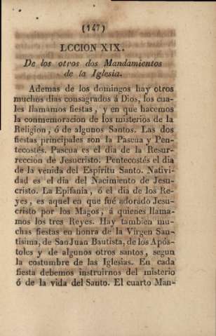 Lección XIX. De los otros dos Mandamientos de la Iglesia