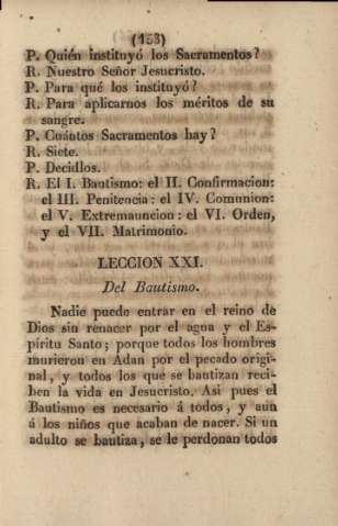 Lección XXI. Del Bautismo