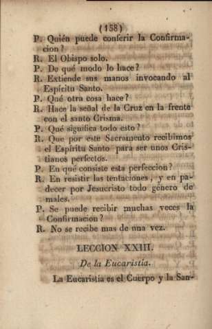 Lección XXIII. De la Eucarístia