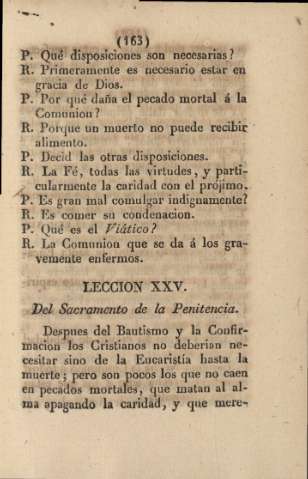 Lección XXV. Del Sacramento de la Penitencia