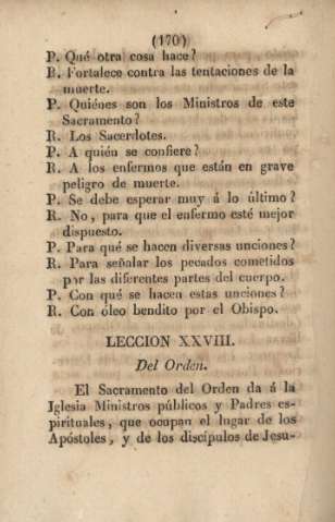 Lección XXVIII. Del Orden