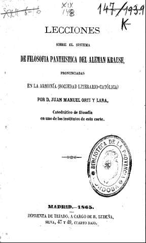 Lecciones sobre el sistema de filosofia panteística del aleman krause, ...