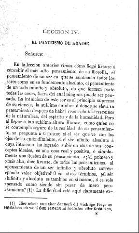 Lección IV. El panteísmo de Krause.