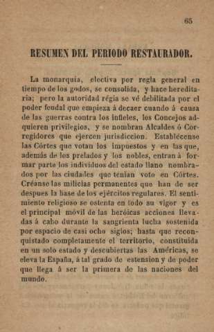 Resumen del periodo restaurador