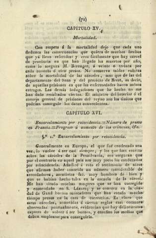 Capítulo XV. Mortalidad. Capítulo XVI. Encarcelamiento por reincidencia ...