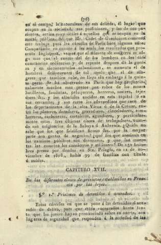 Capítulo XVII. De las diferentes clases de prisiones establecidas en Francia por las leyes