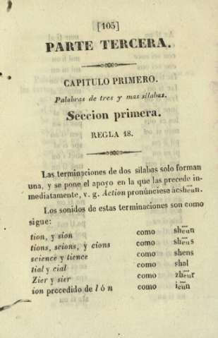 Parte tercera. Capitulo primero. Palabras de tres y mas sílabas