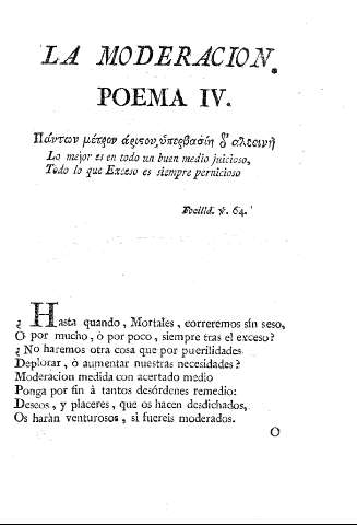 La Moderación. Poema IV.