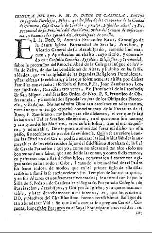 Censura del Rmo. P. M. Fr. Diego de Castilla, ...