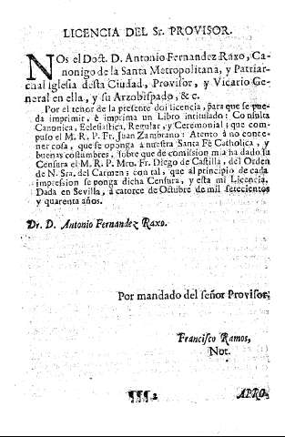 Licencia del Sr. Provisor 