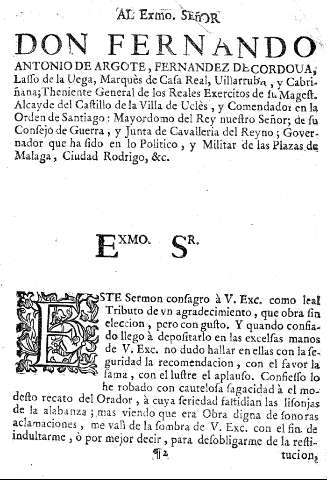 Al Excmo. Señor Don Fernando Antonio de Argote