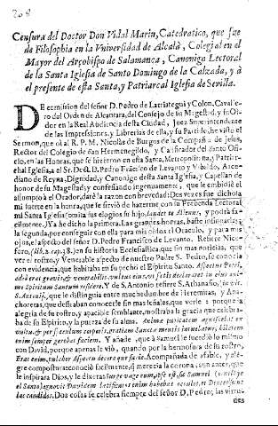 Censura del Doctor Don Vidal Marin, Catedratico, que fue filosophia en la Universidad de Alcalá, ...