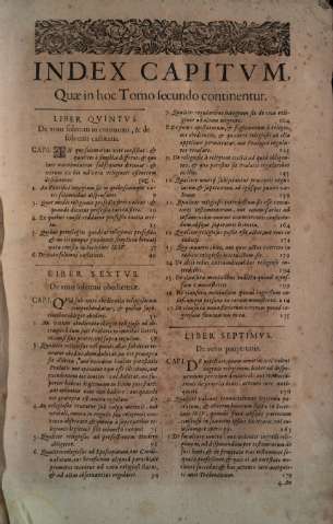 Index capitvm quae in hoc Tomo secundo continentur   