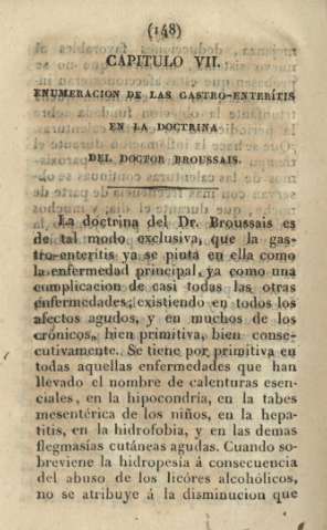 Capitulo VII. Enumeracion de las gastro-enterítis en la doctrina del doctor Broussais