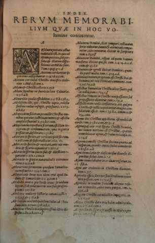 Index rervm memorabilivm qvae in hoc volumine continentur  