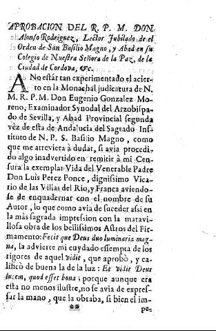 Aprobacion del R.P.M. Don Alonso Rodriguez,...