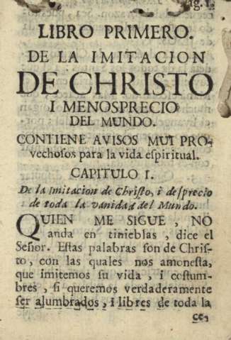 Libro primero de la imitacion de Christo i menosprecio del mundo