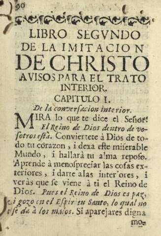 Libro segundo de la imitacion de Christo. Avisos para el trato interior