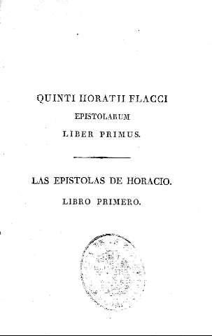 Las epístolas de Horacio. Libro primero