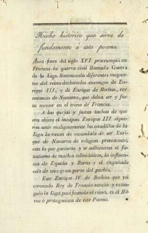 Hecho histórico que sirve de fundamento á este poema