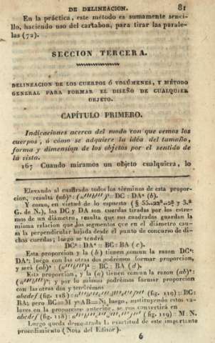 Seccion tercera. Delineacion de los cuerpos ó volúmenes ... Capítulo primero. Indicaciones acerca del modo conq ue vemos los cuerpos ...