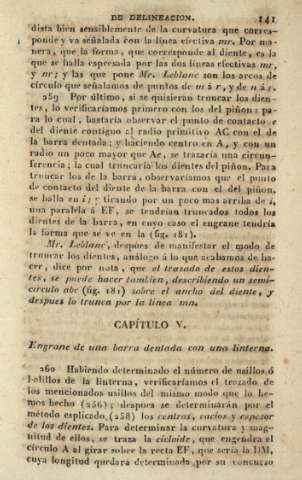 Capítulo V. Engrane de una barra dentada con una linterna