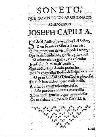 Soneto que compuso un apassionado al Señor Don Joseph Capilla