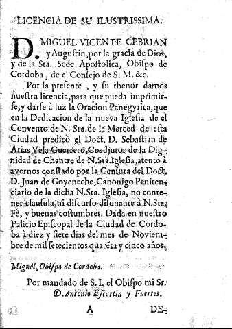 Licencia de su ilustrissima