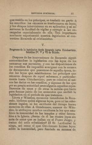 V. Progresos de la legislación desde Recaredo hasta Chindasvinto ...