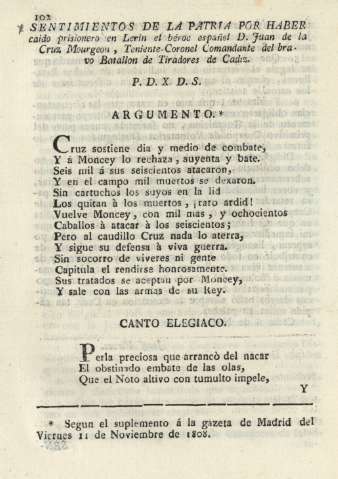 Sentimientos de la patria por haber caido prisionero en Lerin el héroe español ...