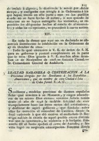 Lealtad habanera o contestacion a la proclama dirigida por los Sevillanos ...