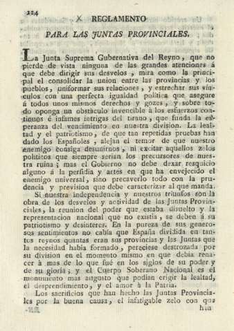 Reglamento para las juntas provinciales