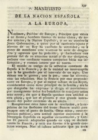 Manifiesto de la nacion española a la Europa