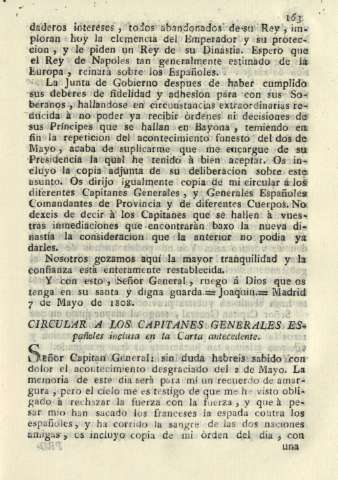 Circular a los capitanes generales españoles inclusa en la Carta antecedente