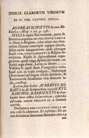 Ivdicia clarorvm virorvm de Io. Chr. Calveto Stella