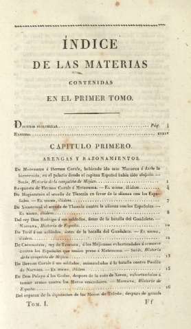 Índice de las materias contenidas en el primer tomo