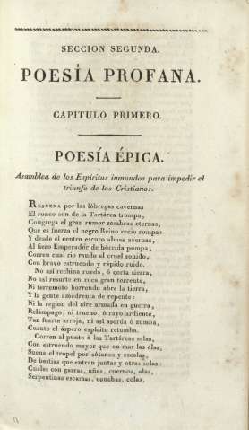 Sección segunda. Poesía profana. Capítulo primero. poesía épica