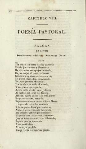 Capítulo VIII. Poesía pastoral