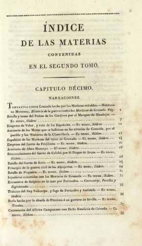 Índice de las materias contenidas en el segundo tomo