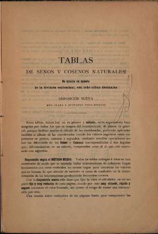 Tablas de senos y cosenos naturales