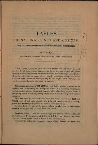 Tables of natural sines and cosines