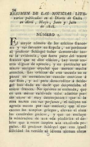 Resumen de las noticias literarias publicadas en el Diario de Cádiz en Abril, Mayo, Junio y Julio de 1818