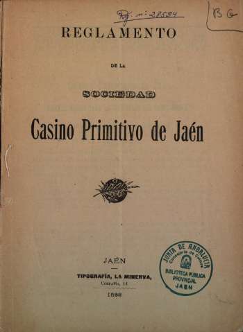 Reglamento de la sociedad Casino Primitivo de Jaén